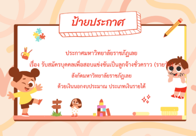 ประกาศมหาวิทยาลัยราชภัฏเลยเรื่อง รับสมัครบุคคลเพื่อสอบแข่งขันเป็นลูกจ้างชั่วคราว (รายวัน) สังกัดมหาวิทยาลัยราชภัฏเลยด้วยเงินนอกงบประมาณ ประเภทเงินรายได้